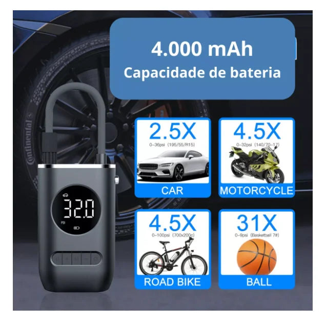 Calibrador Digital Multifuncional para Pneus, Bolas e Bicicletas