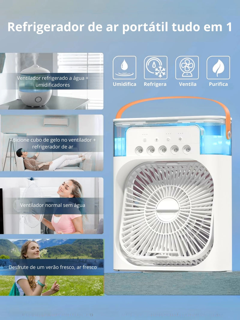 Mini Ventilador Refrigerador de Ar Mini ar condicionado portátil Climatizador de mesa Ventilador com nebulização Resfriador