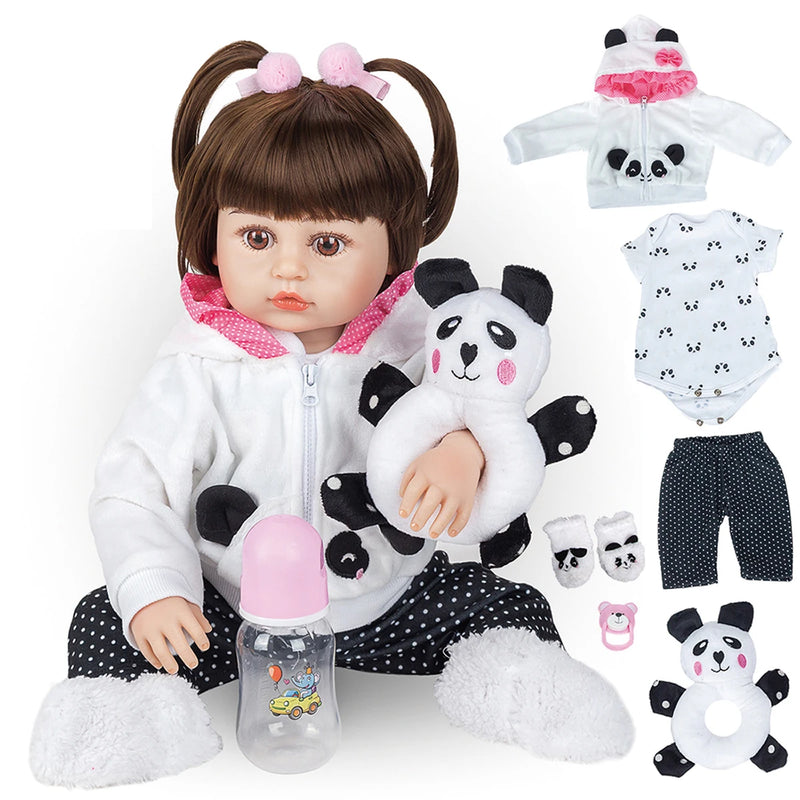 Boneca Bebê Reborn Menina Panda