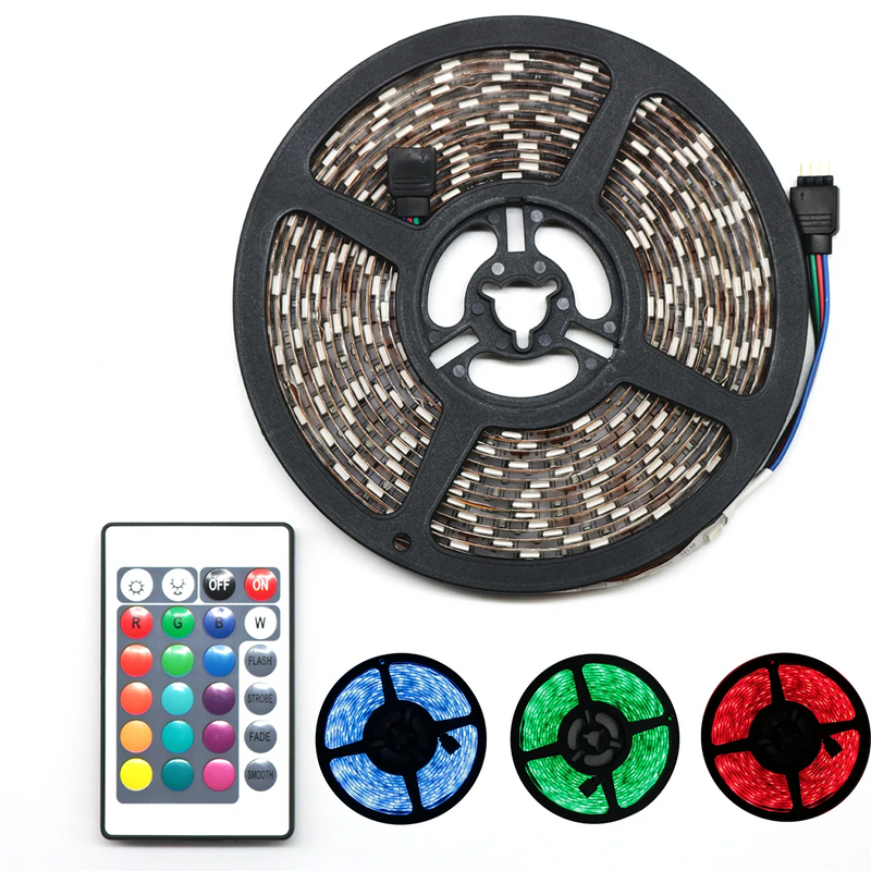 Rolo Fita de Led 5050 Rgb - 5m- Ip65 + Controle +Fonte 12v Bivolt